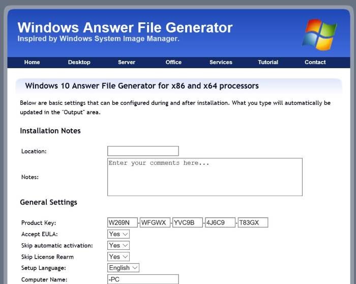 Windows Answer File Generator Windows 10